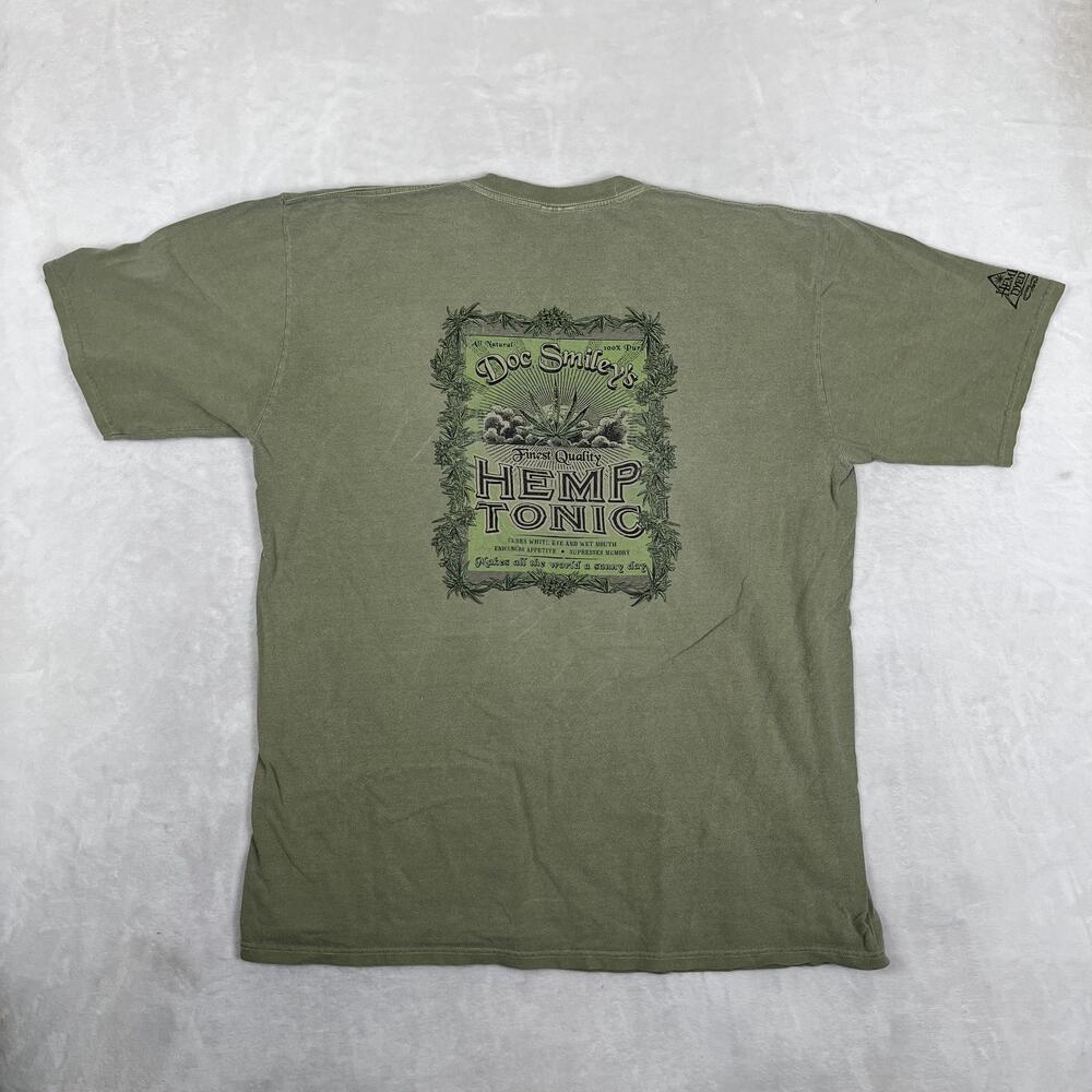 Crazy Shirts Doc Smiley's Hemp Tonic T-Shirt Mens XL Green Hemp Dyed Graphic Tee